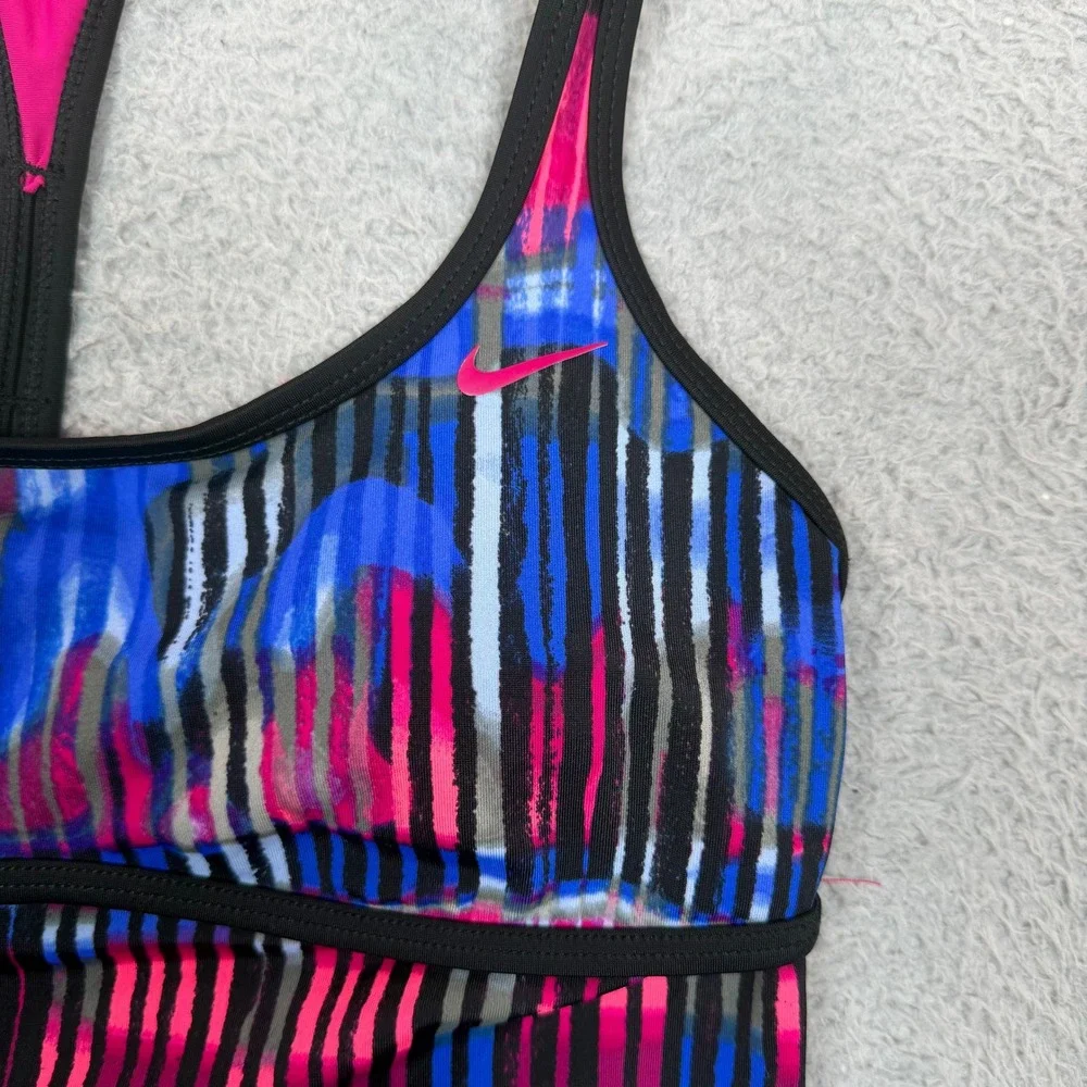 Nike Better World Womens Pink Blue Abstract Striped Racerback Tank Top Small